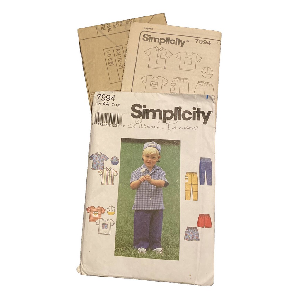 Simplicity 7994 Uncut Sewing Pattern Size AA (1/2, 1, 2). Toddlers Shirt, Pants